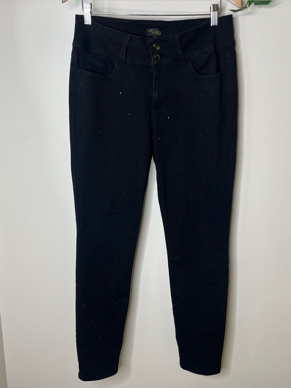 Thalia Sodi Black Skinny Embellished Front Jeans 10